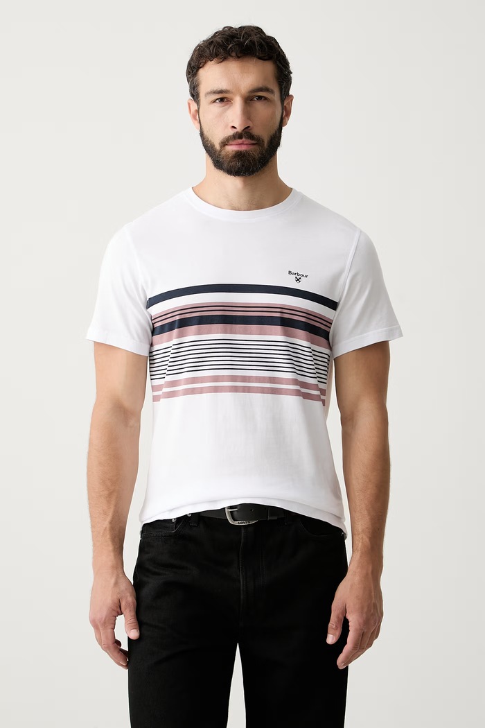 Barbour T-shirt męski bawełniany biały MTS1617