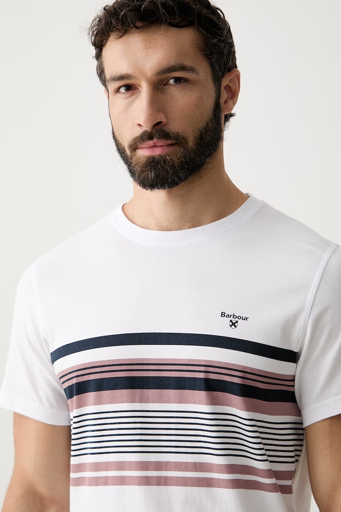 Barbour T-shirt męski bawełniany biały MTS1617