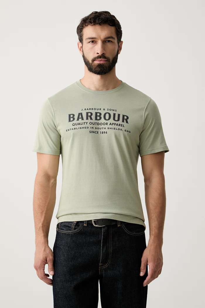 Barbour T-shirt męski bawełniany Moorside zielony MTS1458