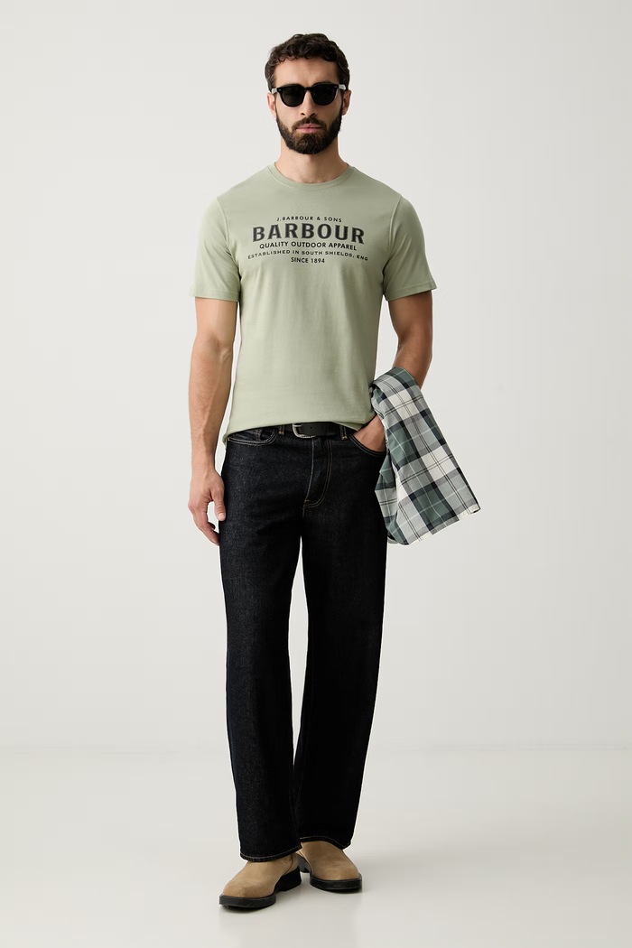 Barbour T-shirt męski bawełniany Moorside MTS1458 zielony AW26