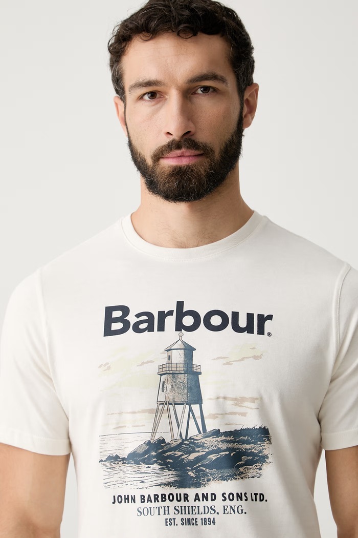 Barbour T-shirt męski bawełniany Harbourside beżowy MTS1457