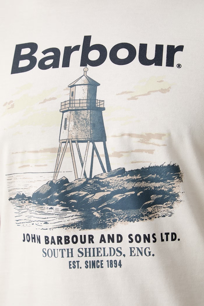 Barbour T-shirt męski bawełniany Harbourside MTS1457 beżowy