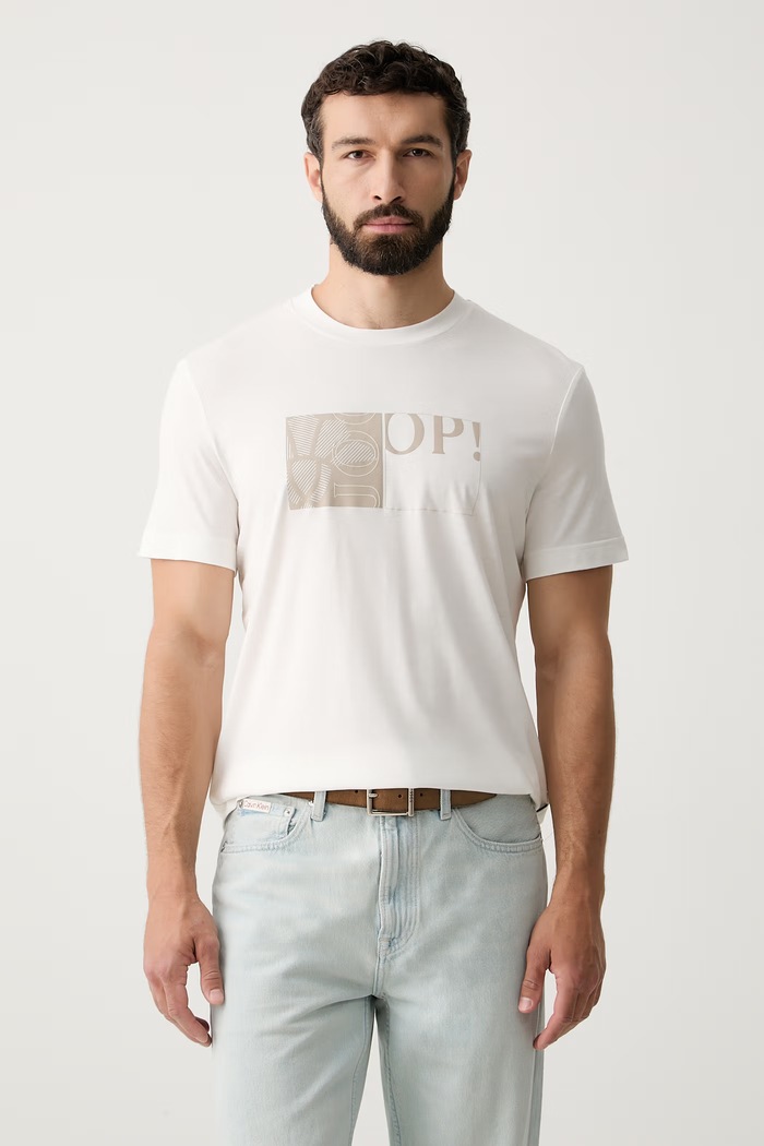 Joop! T-shirt męski z lyocellem beżowy 30103405