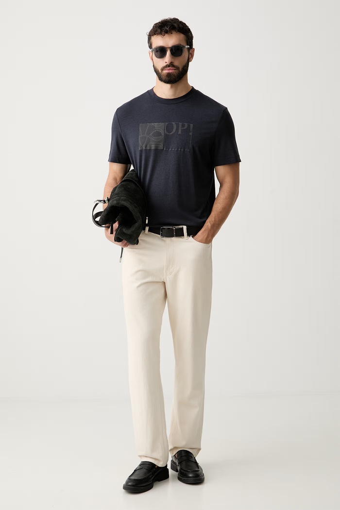 Joop! T-shirt męski z lyocellem 30103405 granatowy AW26