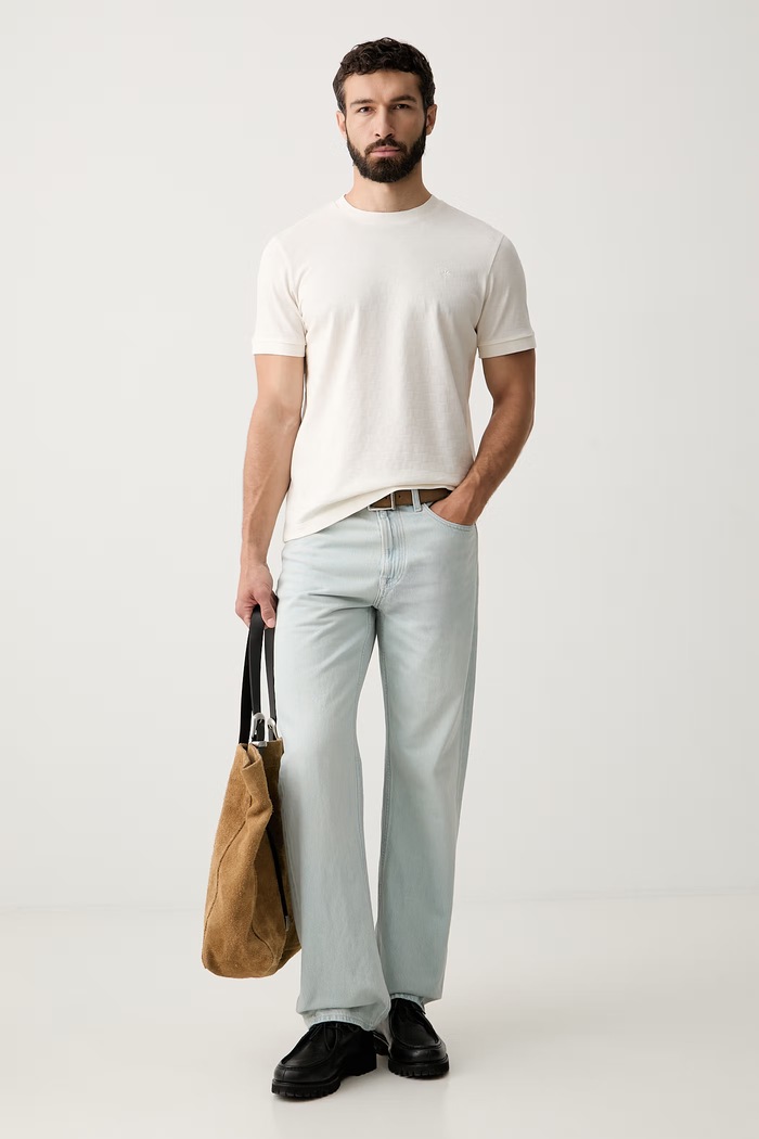 Joop! T-shirt basic męski bawełniany 30103400 beżowy AW26