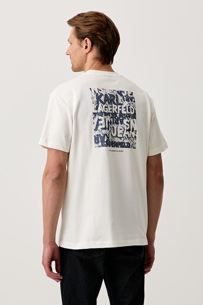 Karl Lagerfeld Jeans T-shirt męski bawełniany beżowy B3M17096