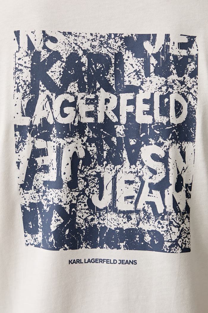 Karl Lagerfeld Jeans T-shirt męski bawełniany B3M17096 beżowy