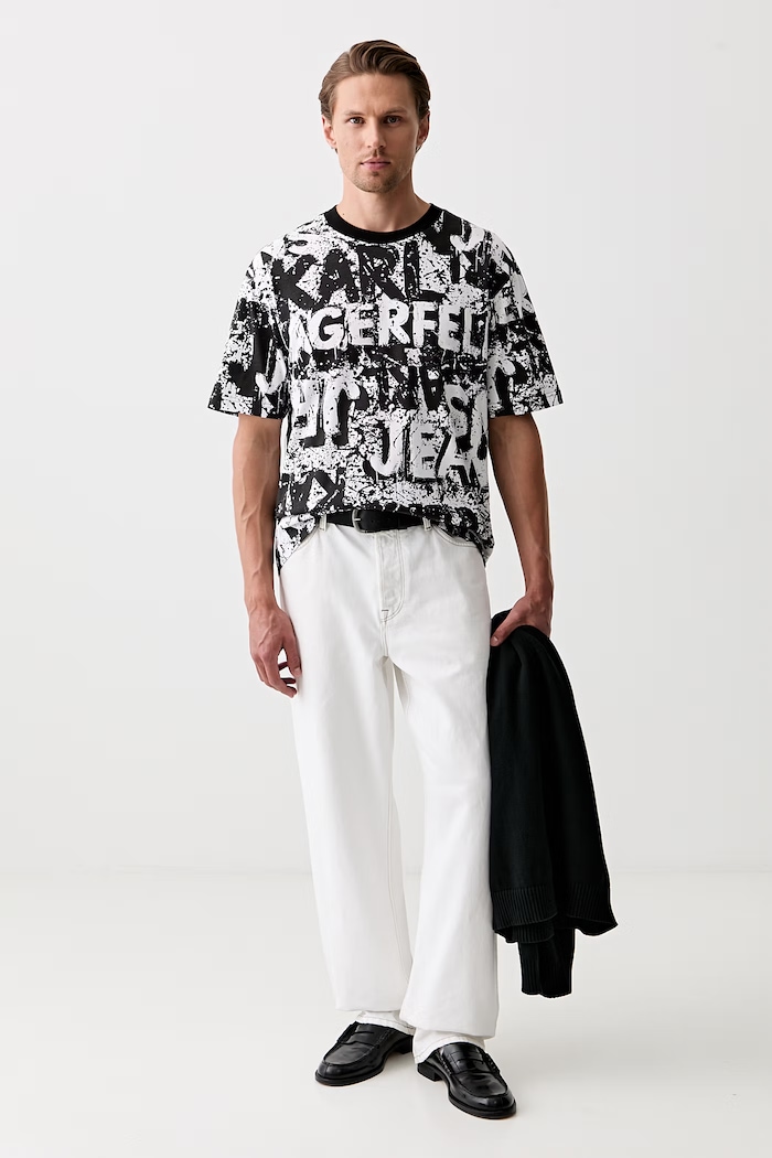 Karl Lagerfeld Jeans T-shirt męski bawełniany B3M17033 czarny AW26