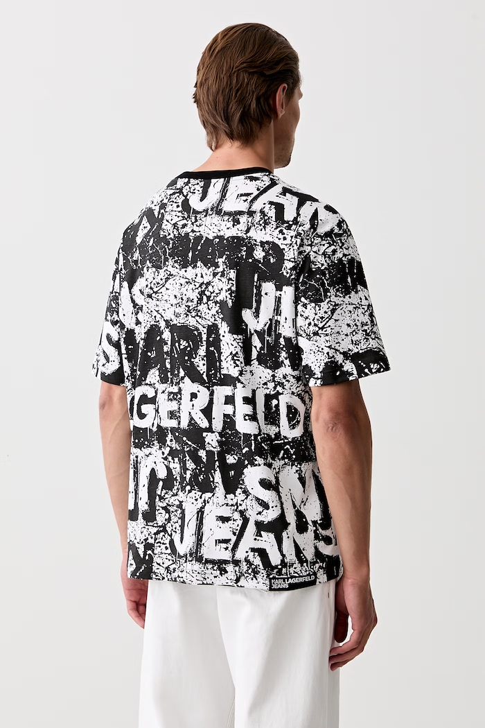 Odzież Karl Lagerfeld Jeans T-shirt męski bawełniany B3M17033 czarny