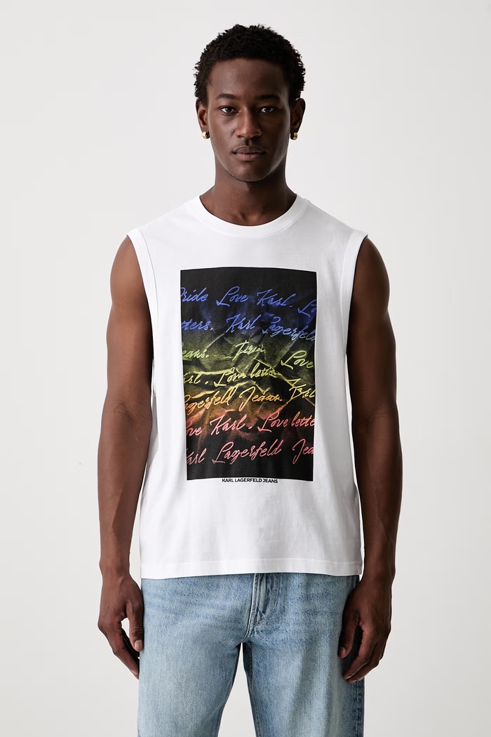 Karl Lagerfeld Jeans top za muškarce od pamuka bijela B3M17030