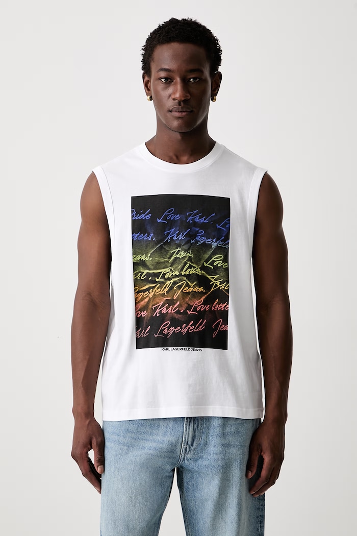 Karl Lagerfeld Jeans top za muškarce od pamuka bijela B3M17030