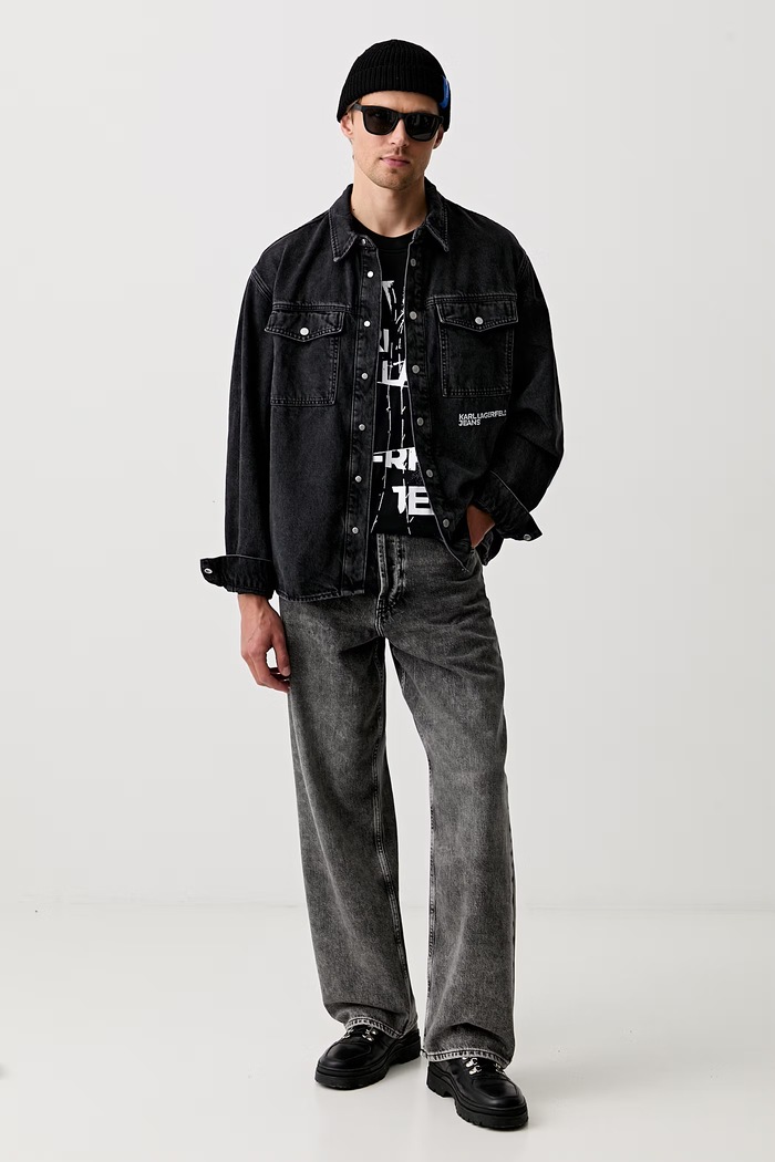 Karl Lagerfeld Jeans T-shirt męski bawełniany B3M17034 czarny AW26