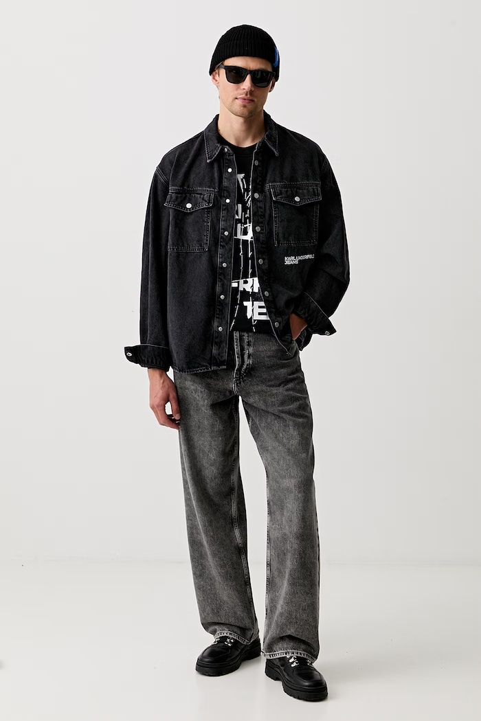 Karl Lagerfeld Jeans T-shirt męski bawełniany B3M17034 czarny AW26