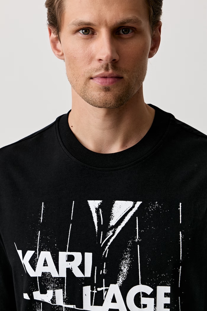 Karl Lagerfeld Jeans T-shirt męski bawełniany czarny B3M17034