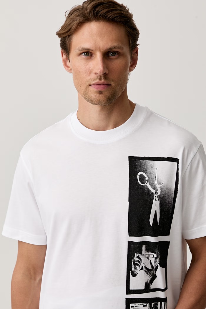 Karl Lagerfeld Jeans T-shirt męski bawełniany biały B3M17031