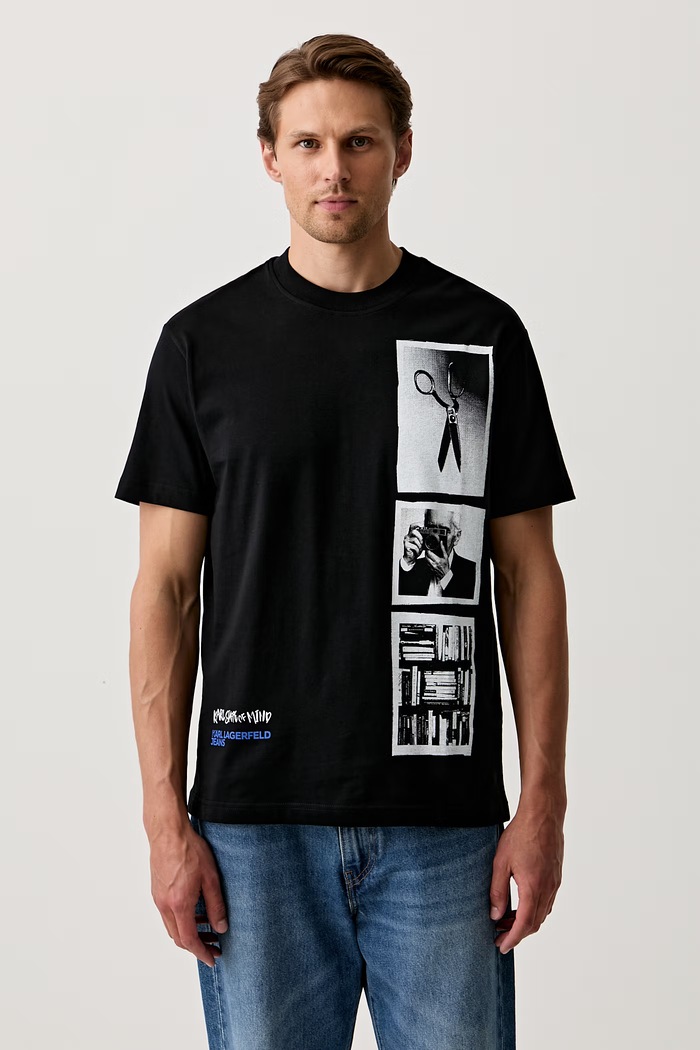 Karl Lagerfeld Jeans T-shirt męski bawełniany czarny B3M17031