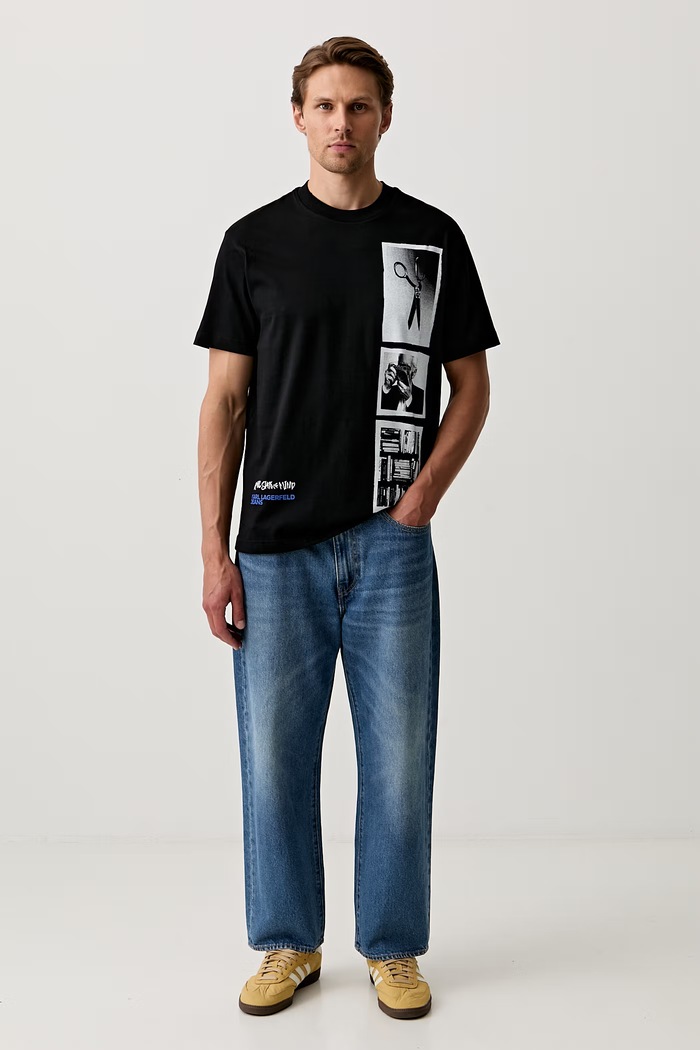 Karl Lagerfeld Jeans T-shirt męski bawełniany B3M17031 czarny AW26