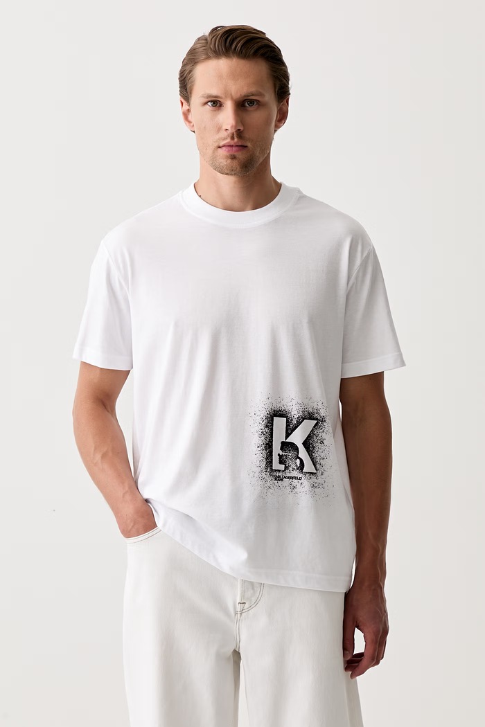 Karl Lagerfeld Jeans T-shirt męski z bawełną biały B3M17029