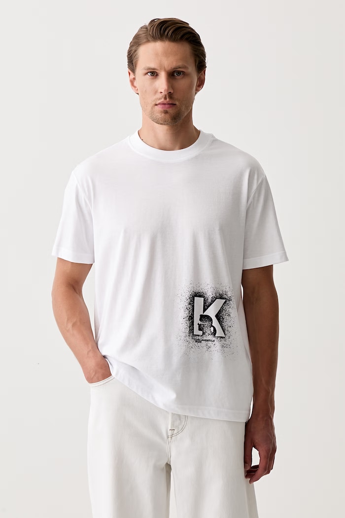 Karl Lagerfeld Jeans T-shirt męski z bawełną biały B3M17029