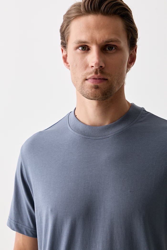 Karl Lagerfeld Jeans T-shirt męski z bawełną niebieski B3M17029