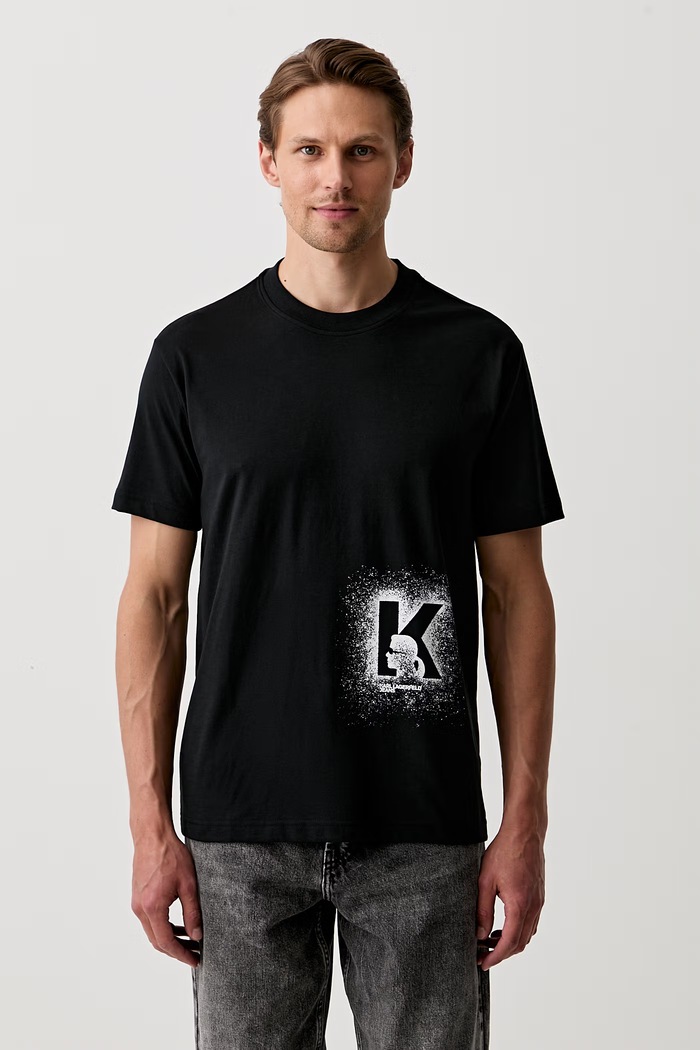 Karl Lagerfeld Jeans T-shirt męski z bawełną czarny B3M17029