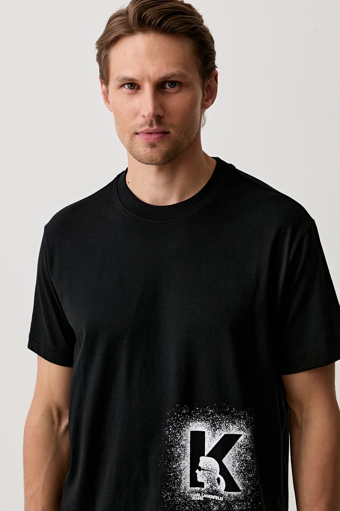 Karl Lagerfeld Jeans T-shirt męski z bawełną czarny B3M17029