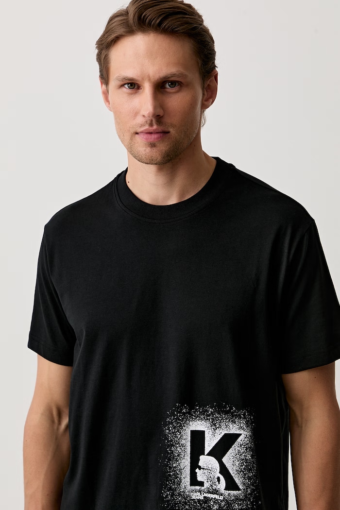 Karl Lagerfeld Jeans T-shirt męski z bawełną czarny B3M17029