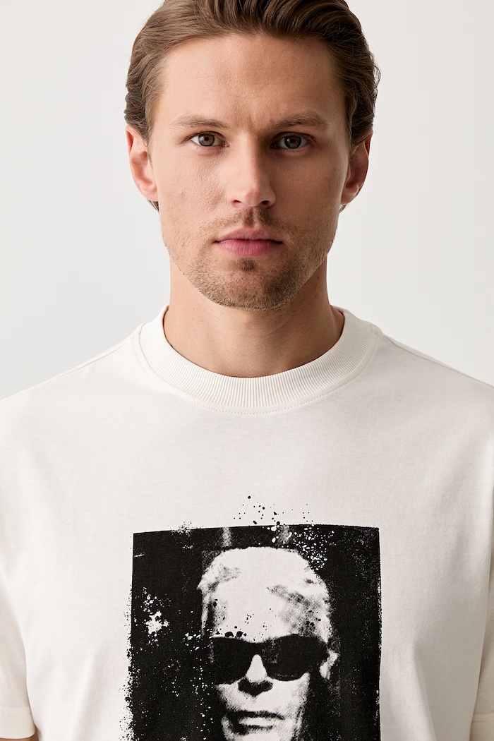 Karl Lagerfeld Jeans T-shirt męski bawełniany beżowy B3M17006
