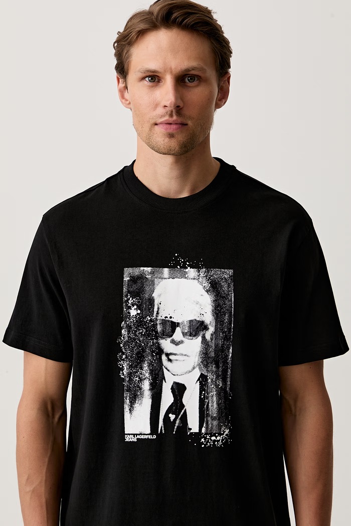 Karl Lagerfeld Jeans T-shirt męski bawełniany czarny B3M17006