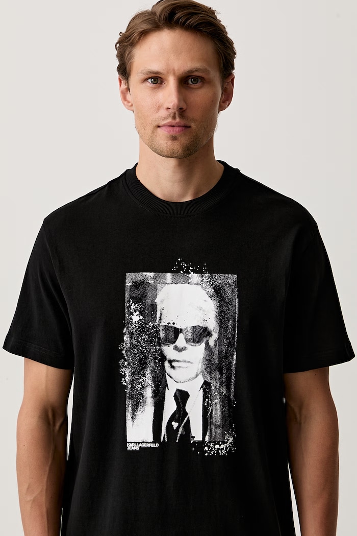 Karl Lagerfeld Jeans T-shirt męski bawełniany czarny B3M17006