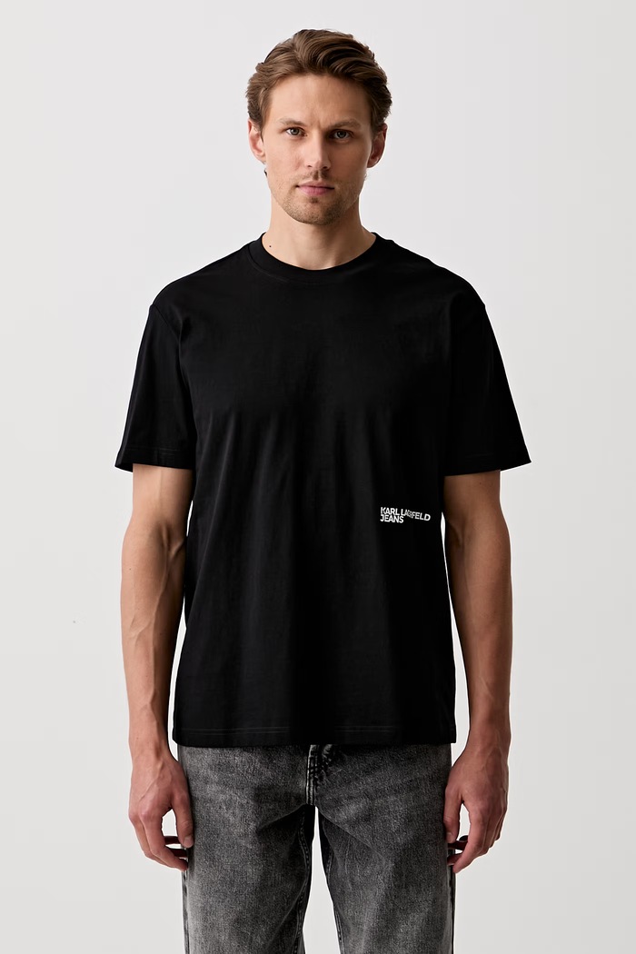 Odzież Karl Lagerfeld Jeans T-shirt męski bawełniany B3M17005 czarny