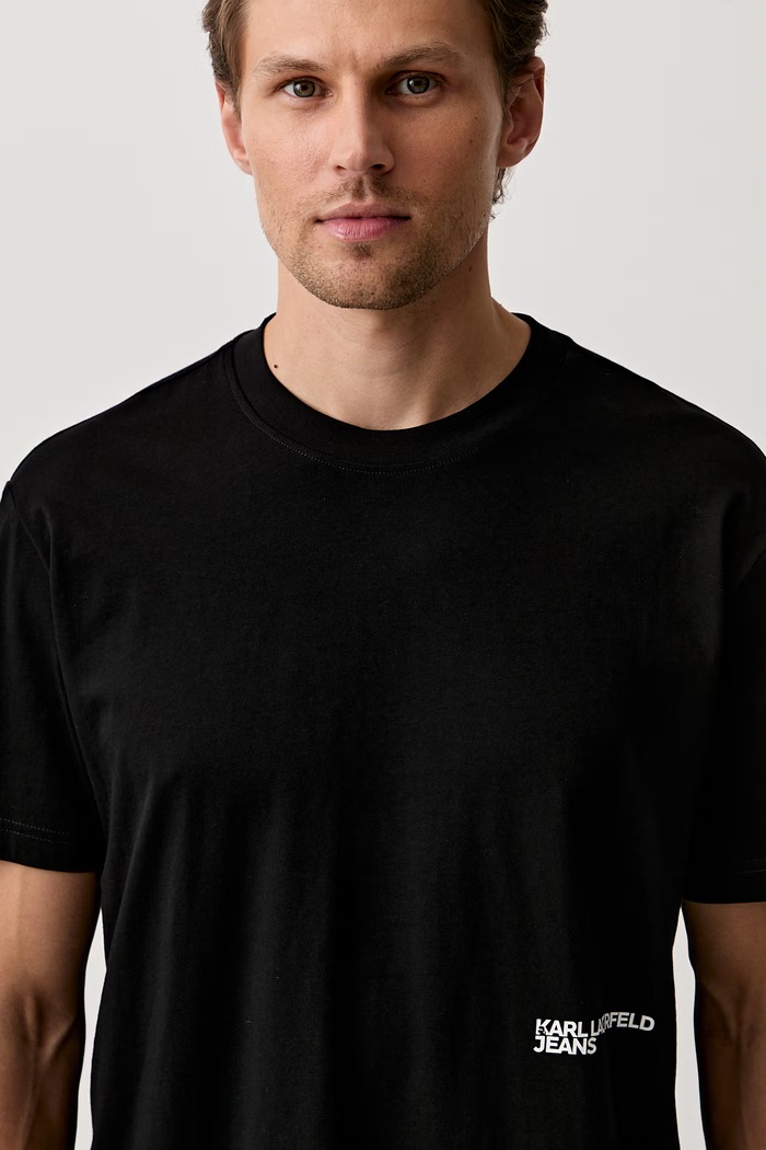 Karl Lagerfeld Jeans T-shirt męski bawełniany czarny B3M17005