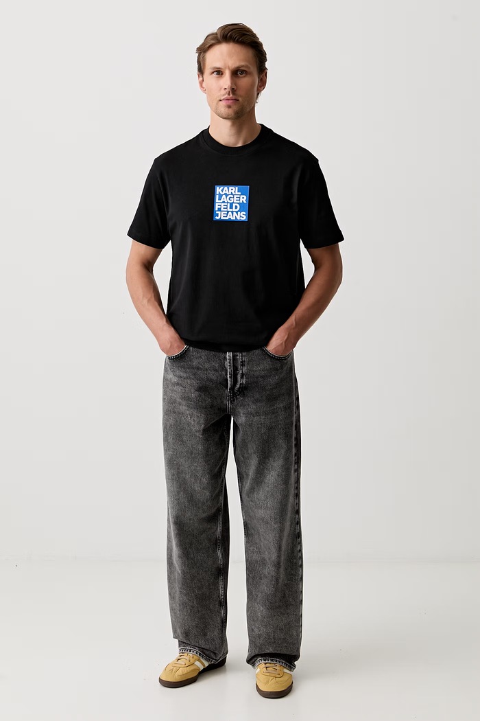 Karl Lagerfeld Jeans T-shirt męski bawełniany B3M17003 czarny AW26