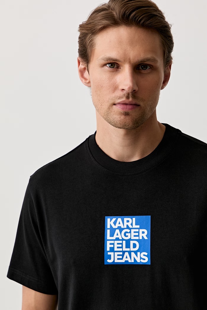 Karl Lagerfeld Jeans T-shirt męski bawełniany czarny B3M17003