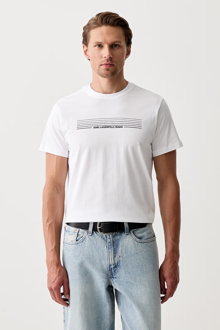 Karl Lagerfeld Jeans T-shirt damski bawełniany biały B3M17001