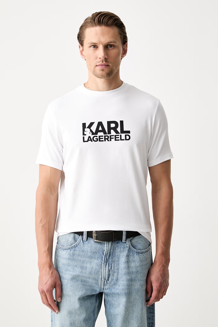 Karl Lagerfeld T-shirt męski bawełniany biały 500235.755780