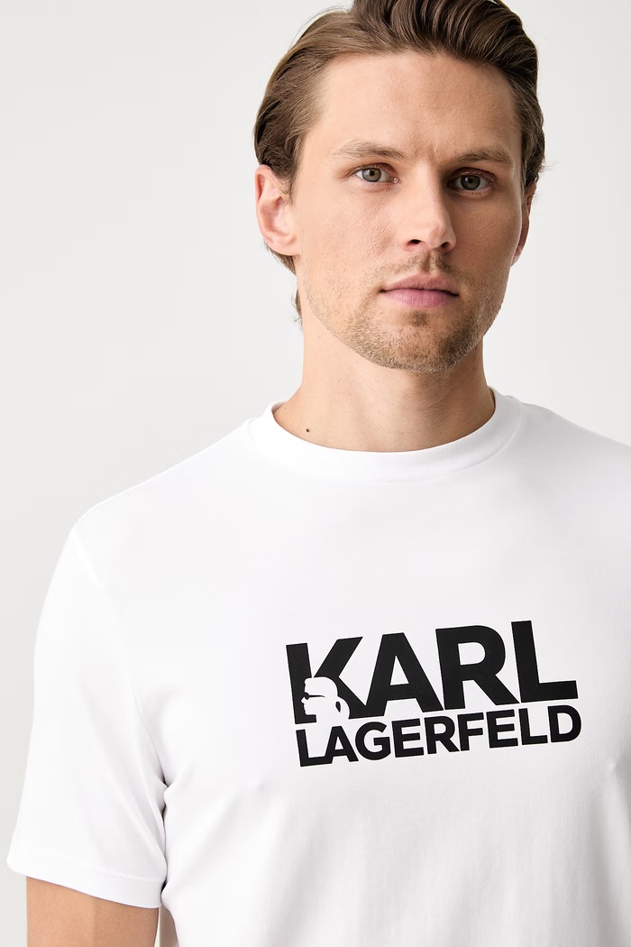 Karl Lagerfeld T-shirt męski bawełniany biały 500235.755780