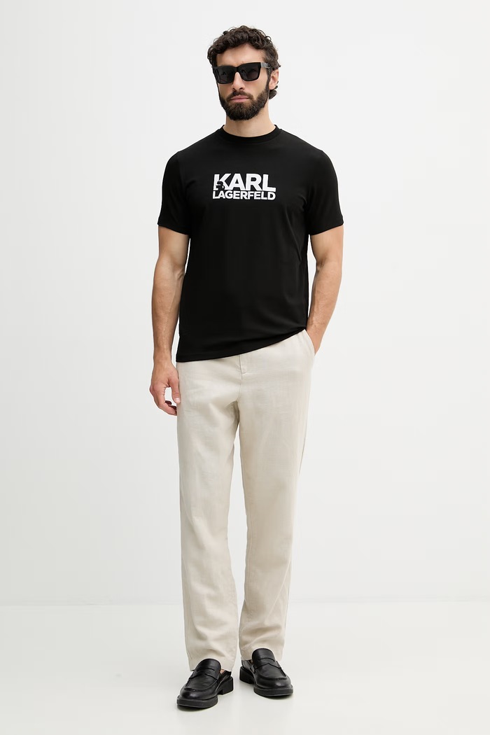 Karl Lagerfeld tričko pánske bavlnené 500235.755780 čierna AW26
