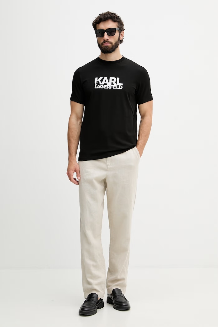 Karl Lagerfeld tričko pánske bavlnené 500235.755780 čierna AW26