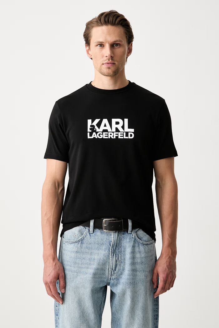 Karl Lagerfeld T-shirt męski bawełniany czarny 500235.755780