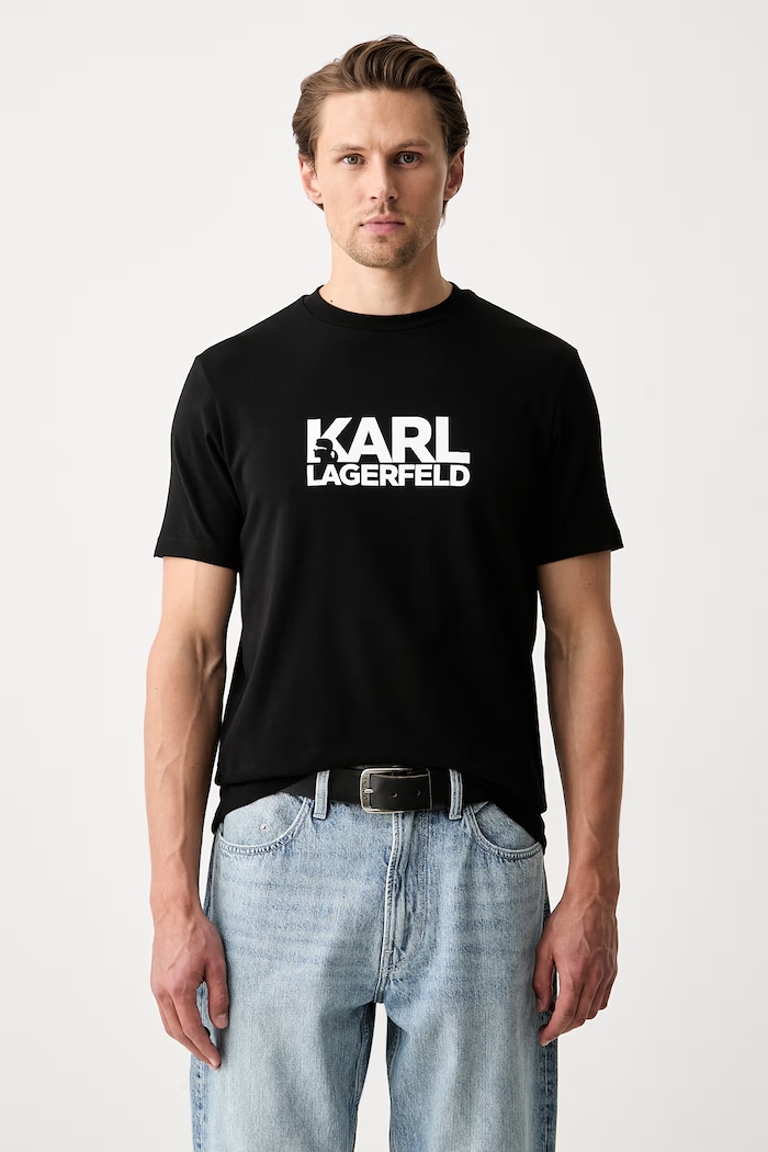 Karl Lagerfeld T-shirt męski bawełniany czarny 500235.755780