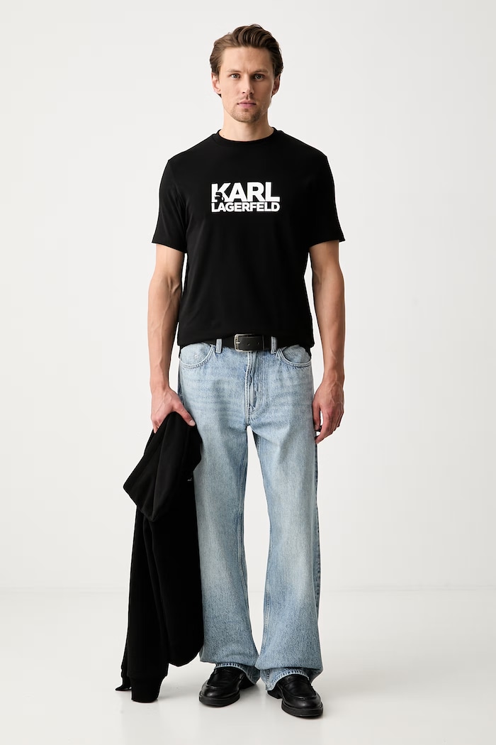 Karl Lagerfeld T-shirt męski bawełniany 500235.755780 czarny AW26