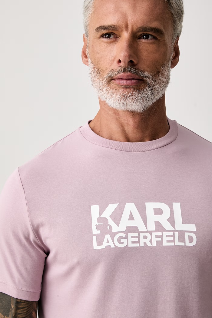 Karl Lagerfeld T-shirt męski bawełniany z elastanem różowy 563235.755780