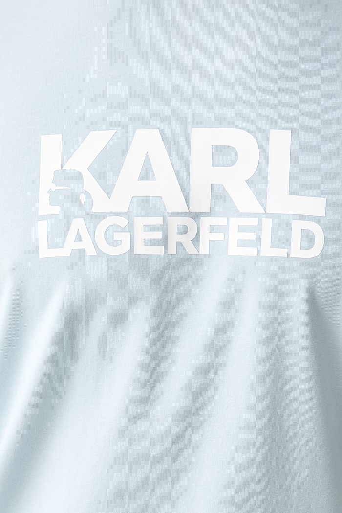 Karl Lagerfeld T-shirt męski bawełniany z elastanem 563235.755780 niebieski