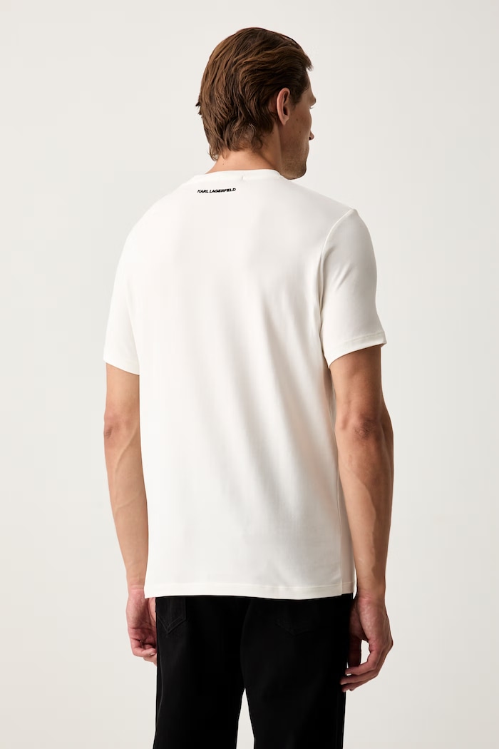 Odzież Karl Lagerfeld T-shirt męski bawełniany z elastanem 563235.755048 beżowy