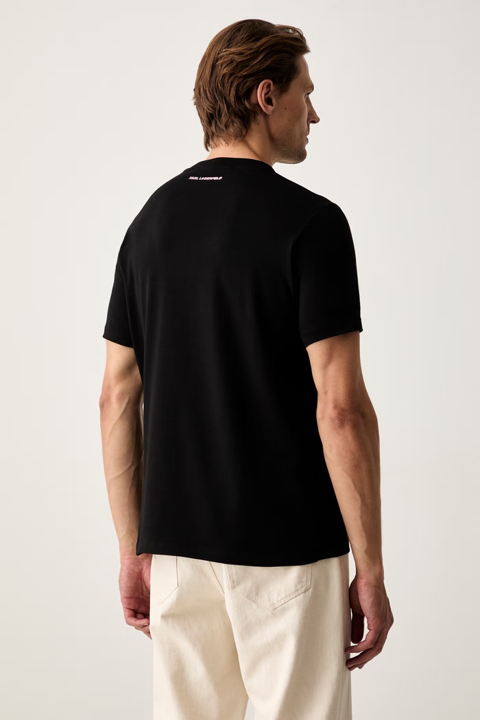 Odzież Karl Lagerfeld T-shirt męski bawełniany z elastanem 563235.755048 czarny
