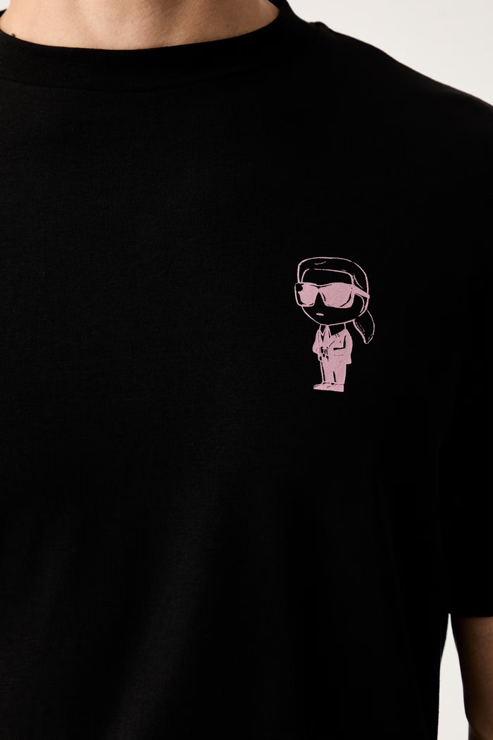 Karl Lagerfeld T-shirt męski bawełniany z elastanem 563235.755048 czarny