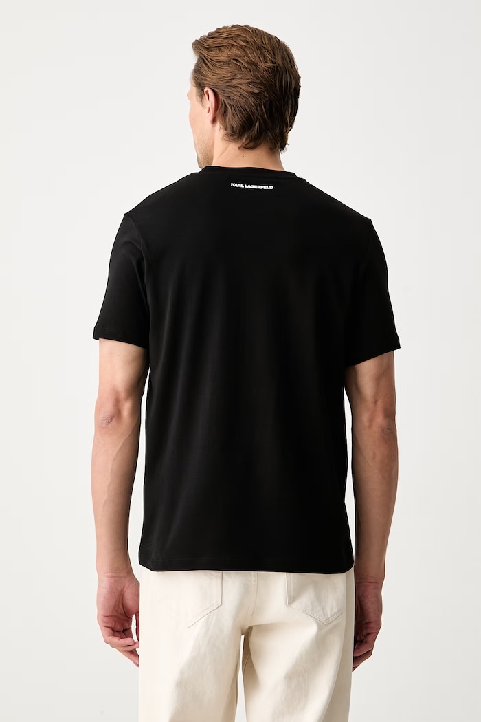 Odzież Karl Lagerfeld T-shirt męski bawełniany z elastanem 563235.755048 czarny