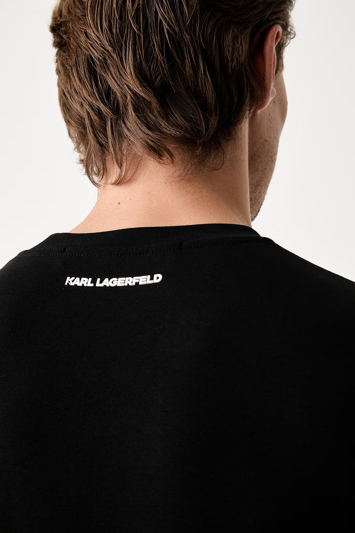 Karl Lagerfeld T-shirt męski bawełniany z elastanem 563235.755048 czarny