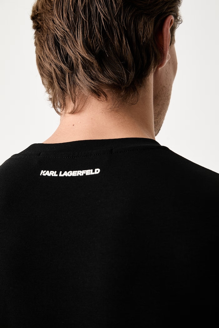 Karl Lagerfeld T-shirt męski bawełniany z elastanem 563235.755048 czarny
